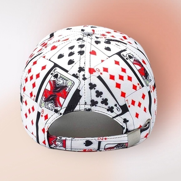 DECK of Playing Cards Poker Adjustable Baseball Cap Hat FREE Matching Earrings - Picture 9 of 15